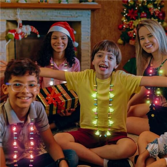 4PCS Light-Up Christmas Necklace Set - Glowing Bulb - Picture 4 of 7